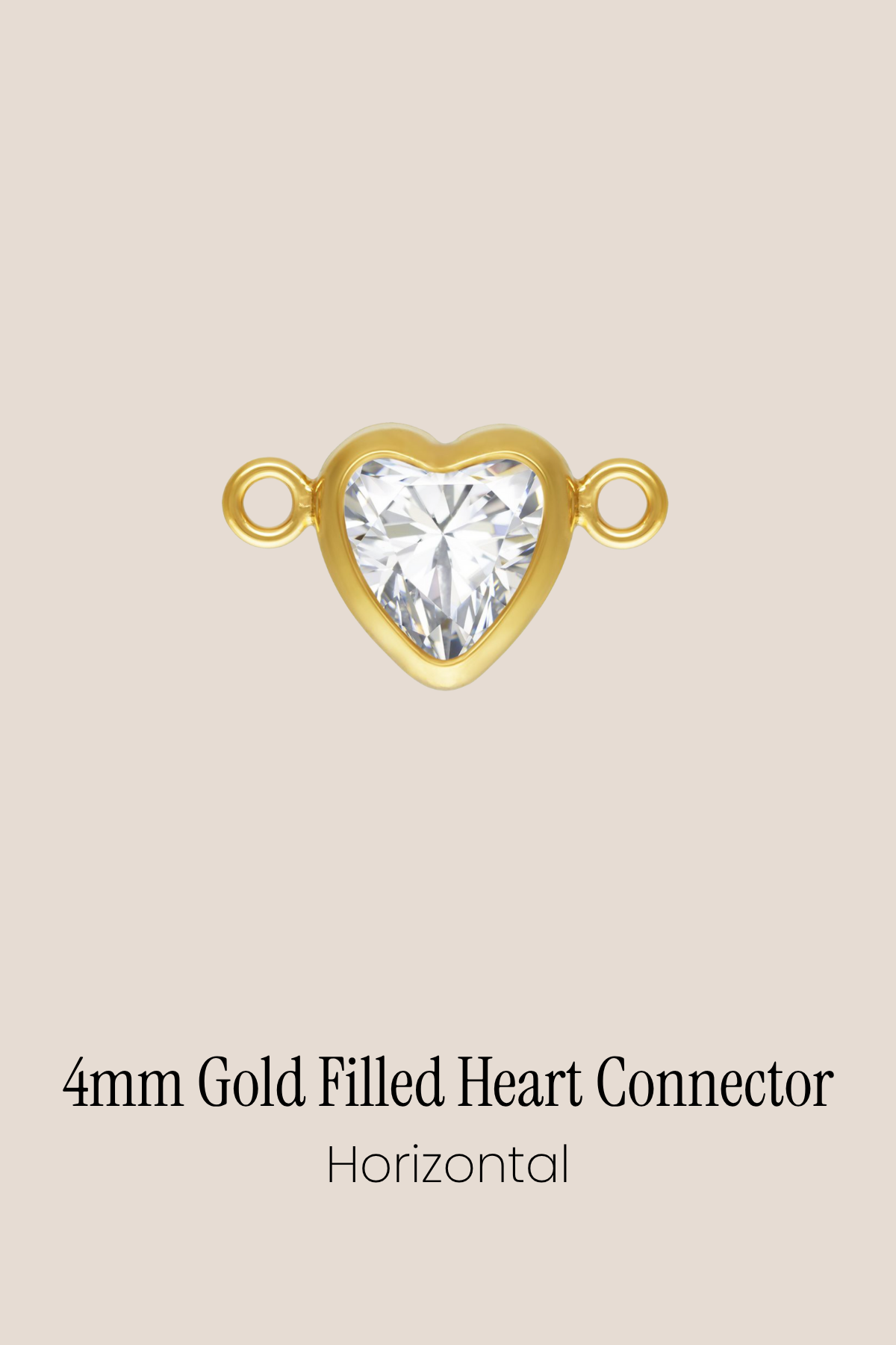 Gold Filled 4mm Heart Connector (Horizontal)