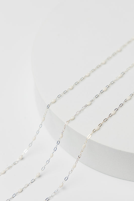Sterling Silver Enamel Chain (White)