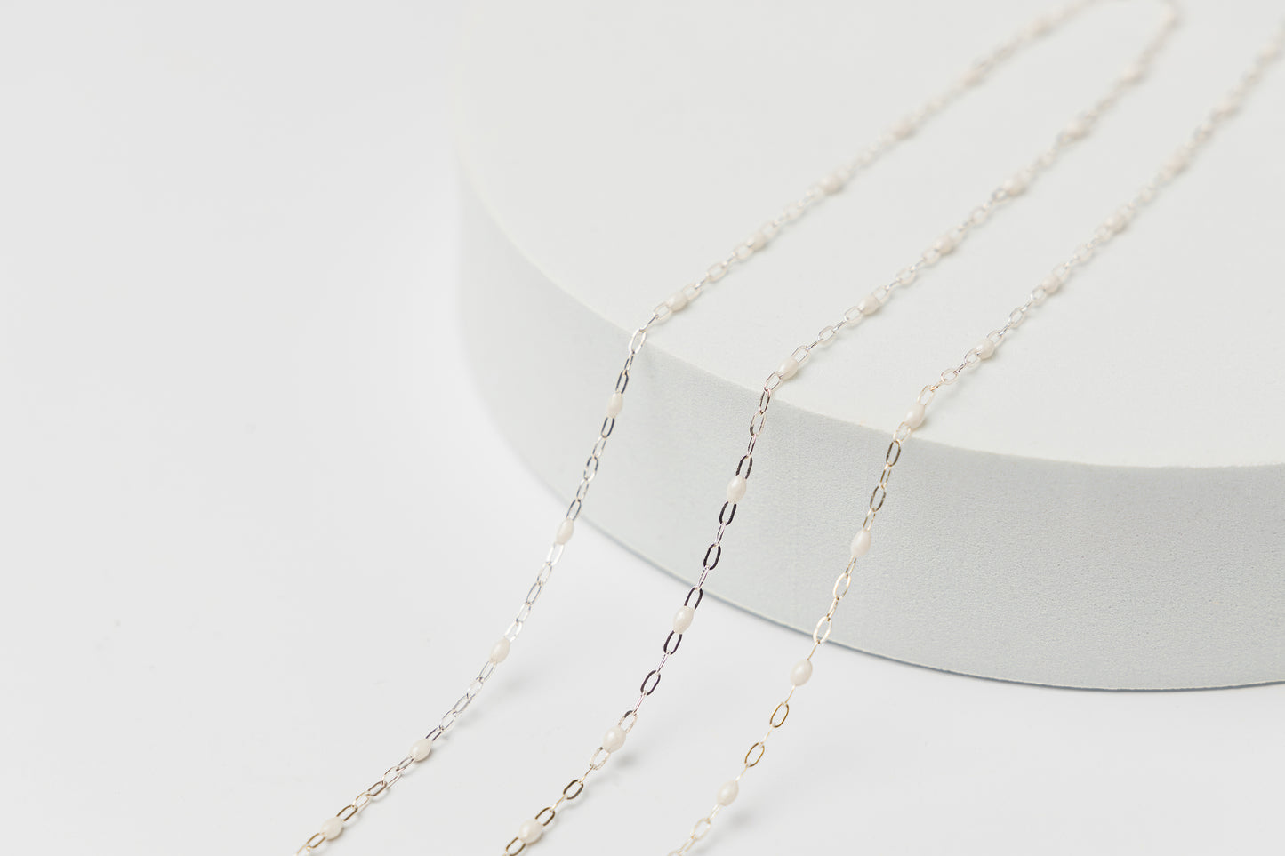 Sterling Silver Enamel Chain (White)