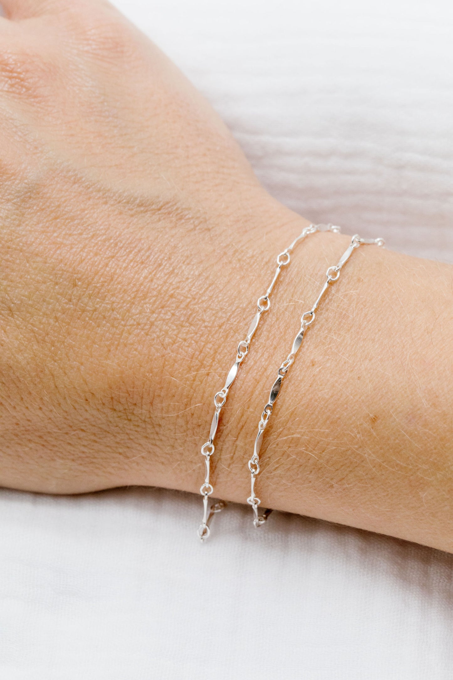 Sterling Silver Dapped Bar Chain