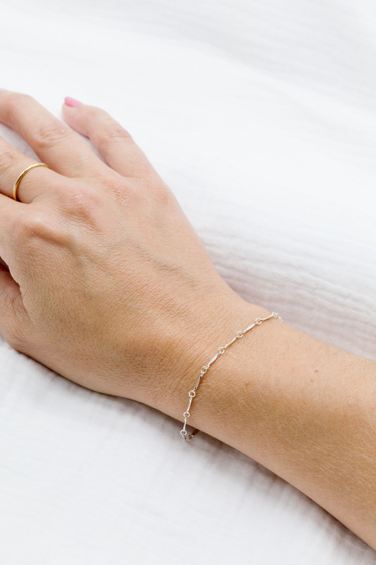 Sterling Silver Dapped Bar Chain