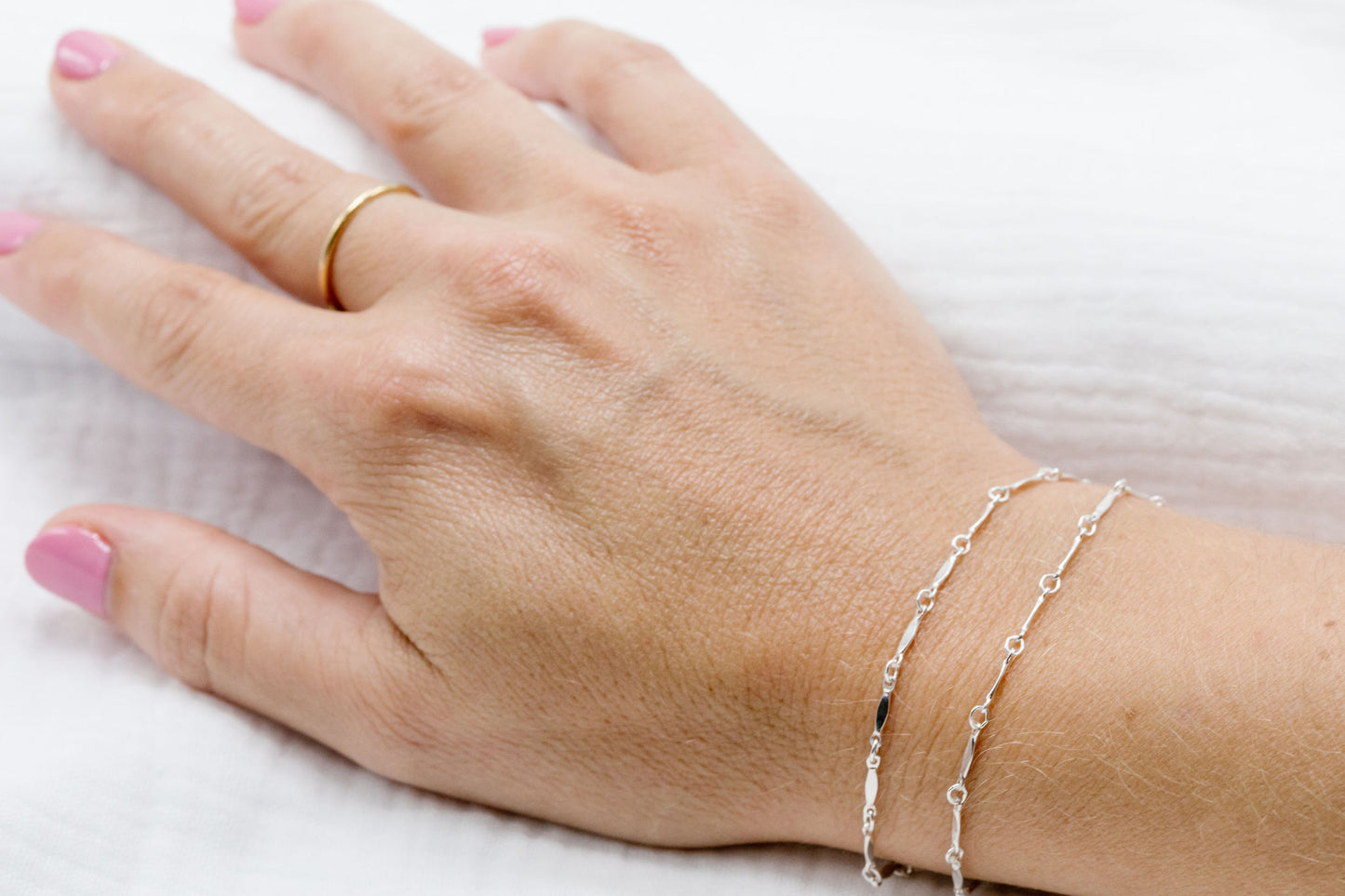 Sterling Silver Dapped Bar Chain