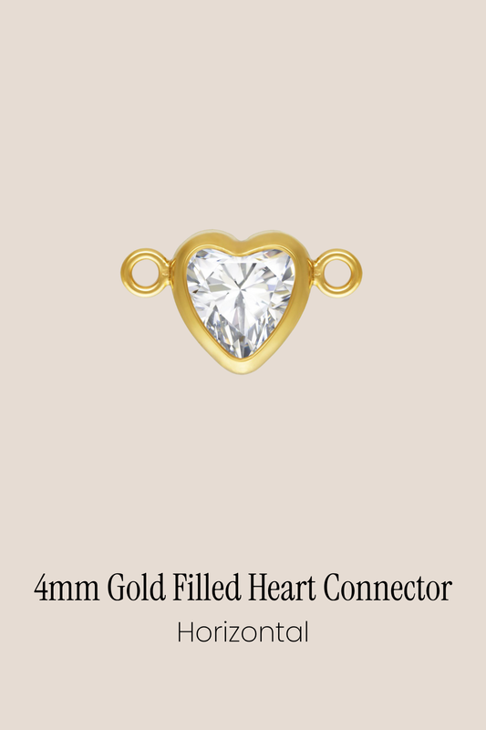 Gold Filled 4mm Heart Connector (Horizontal)