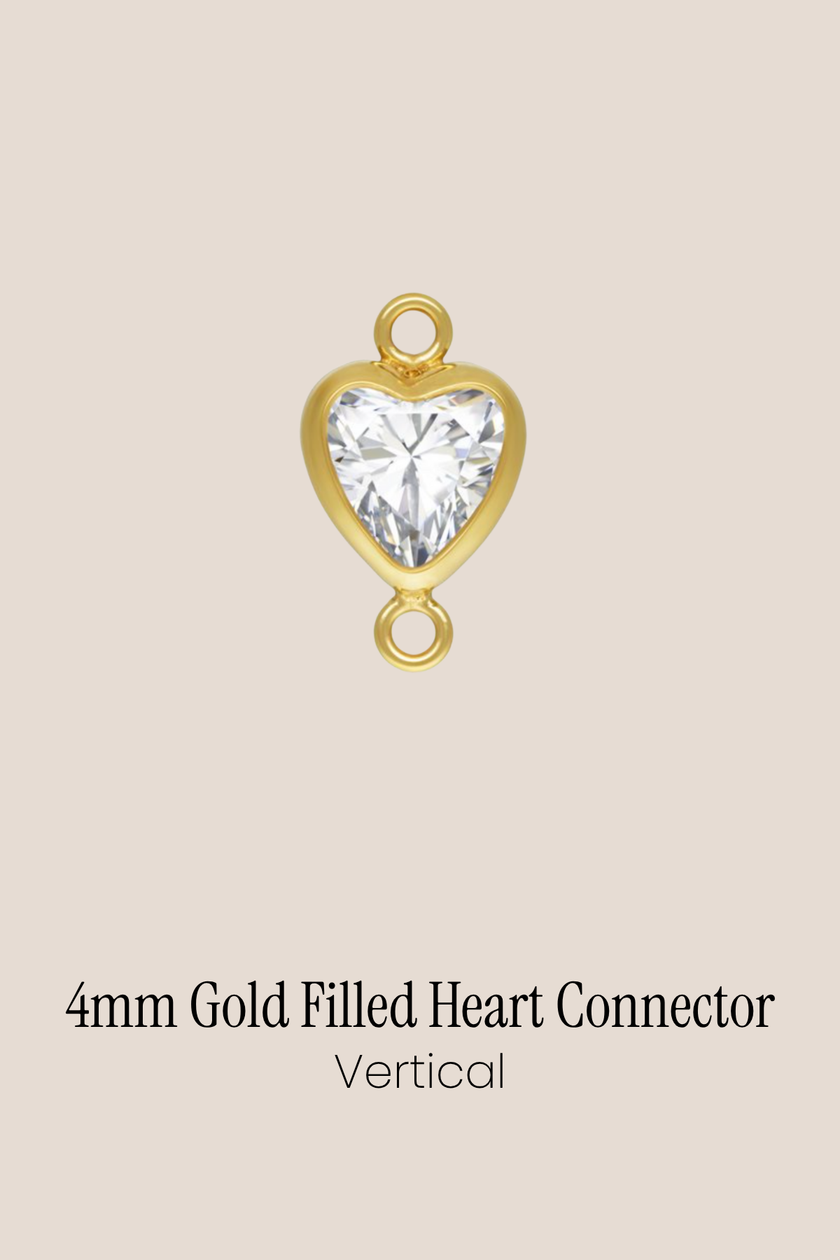 Gold Filled 4mm Heart Connector (Vertical)