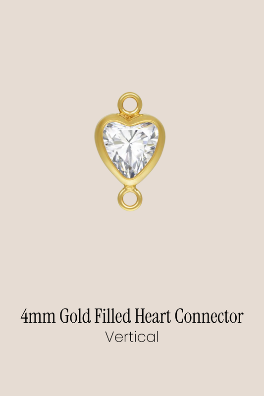 Gold Filled 4mm Heart Connector (Vertical)