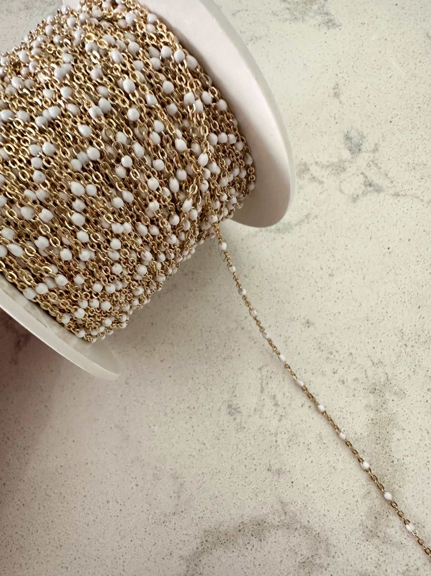 Gold Filled Italian Enamel Chain (Simply White)