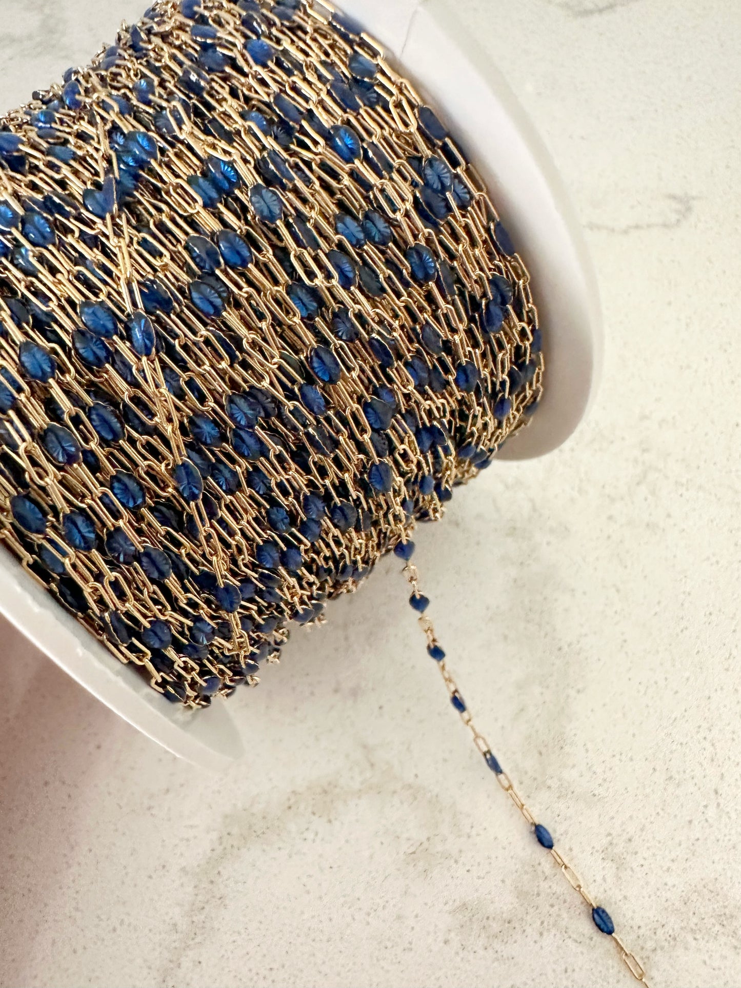 Gold Filled Italian Enamel Chain (Cobalt Blue)