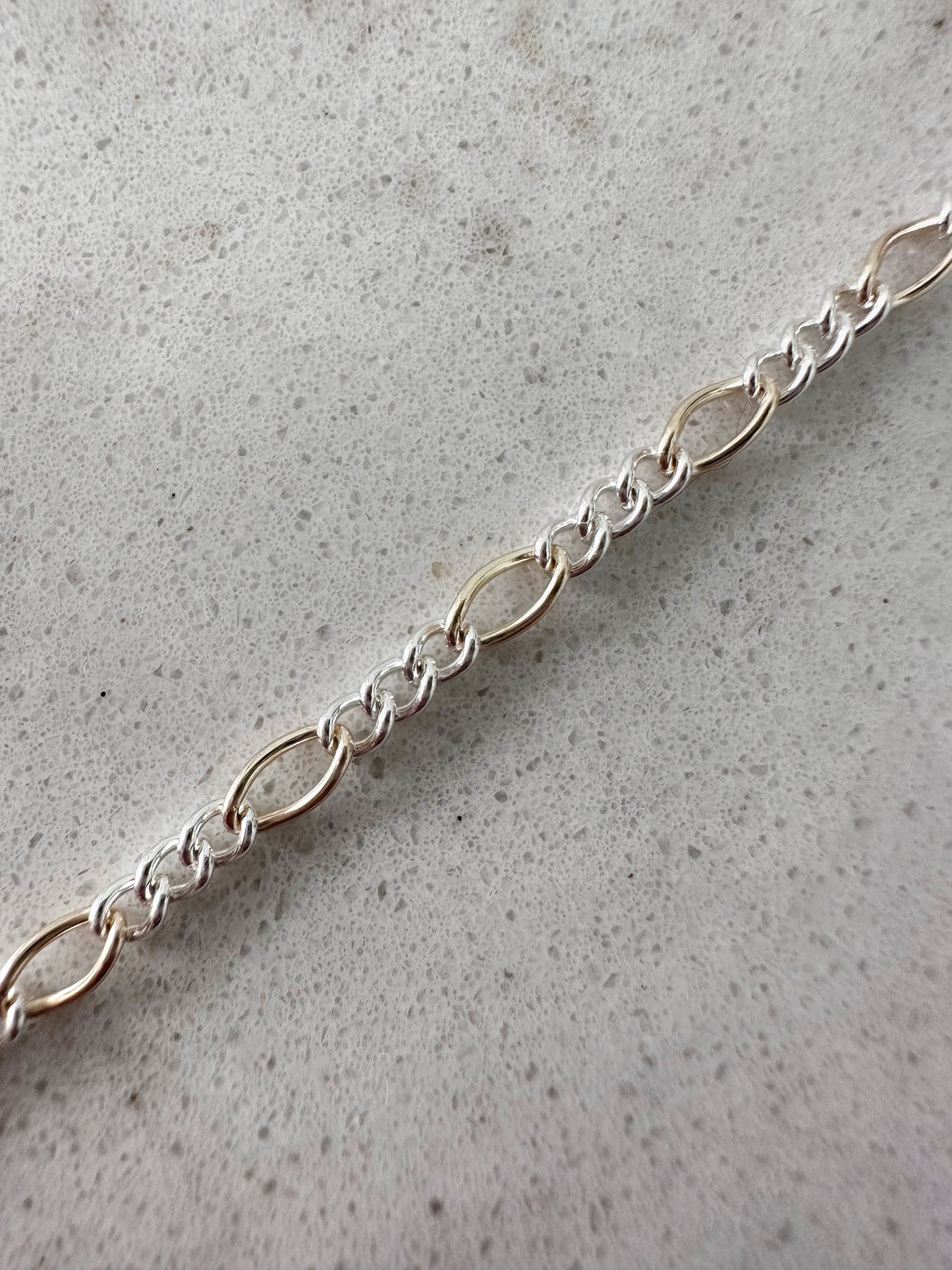 Mixed Metal Figaro Chain