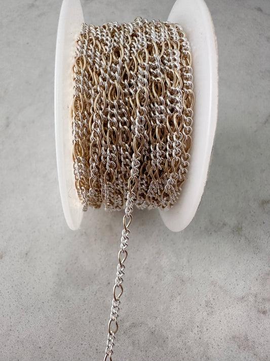 Mixed Metal Figaro Chain