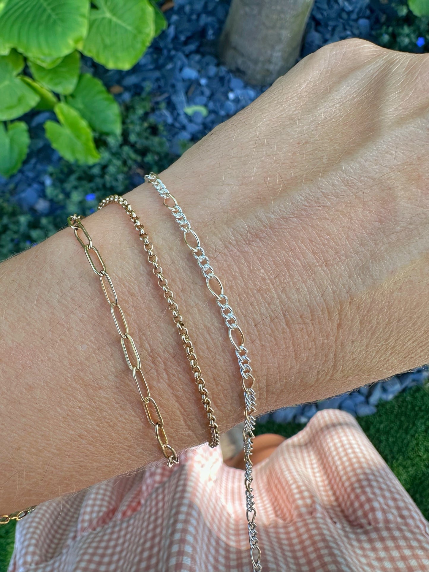 Mixed Metal Figaro Chain