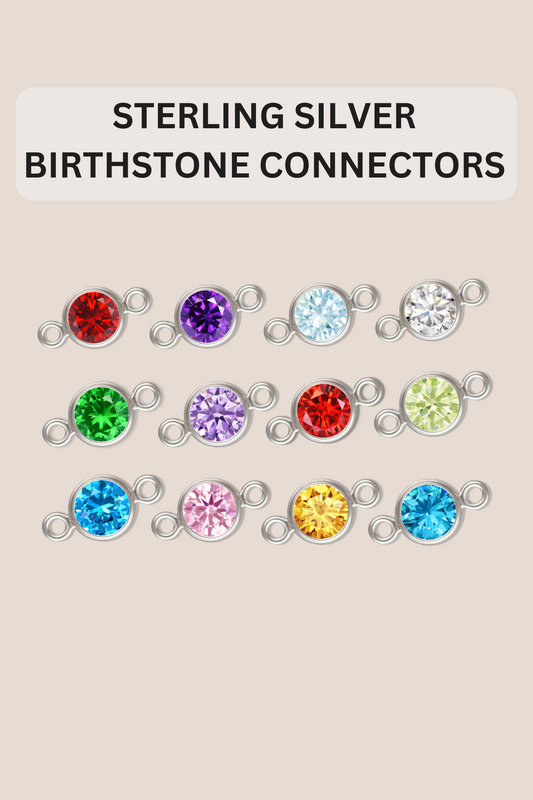 4mm Sterling Silver Birthstone Connector
