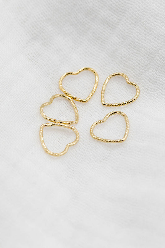 14kt Gold Filled Sparkle Heart Connector (5 Pieces)